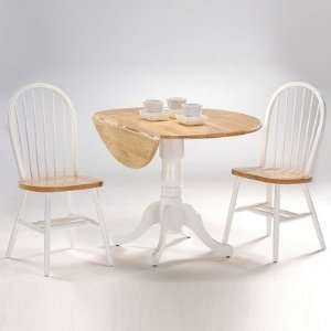  Round 42 Dual Drop Leaf Dining Table (White/Natural 