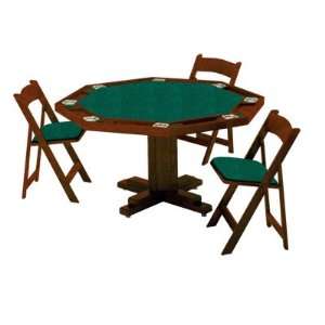 Kestell 57 Pedestal Base Ranch Oak Poker Table with Dark Green Fabric 
