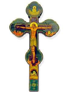 Hand painted Wood Wall Cross Crucifix Jesus AUTHENTIC R  