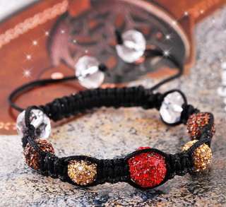 Pave 9 12MM Disco Ball Beads Handicraft Braid 12Colors Charms Bracelet 