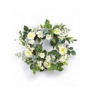 Pack of 2 Summer Breeze Silk Gerber/Lisianthus/Cosmos Floral Wreaths 