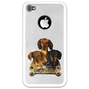   Clear Case White Dachshund Trio with Bone Name Plate: Everything Else