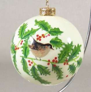   Plastic Li Bien Inside Painted Ornament Holly Berries Christmas  
