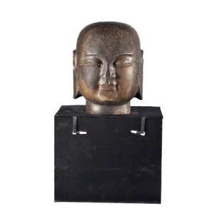 Asian Antique Hand Carved Large Monk Head:  Home & Kitchen