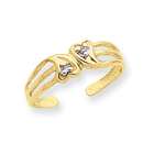 Jewelry Adviser 14k Double Heart .02ct Diamond Toe Ring
