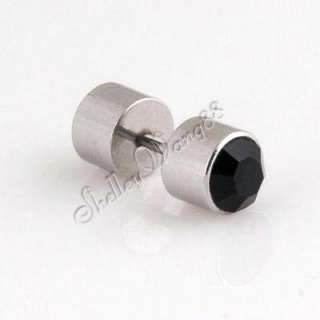   Mens Earring Ear Stud Stainless Steel Black Onyx Fake Plug(15mm*5mm