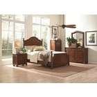   Wood Finish Queen Bedroom Set with Decorative Handle Dovetail Drawers