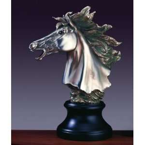  Pewter Horse Head Statue 