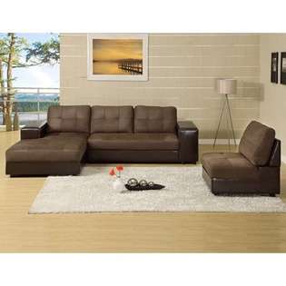 Hokku Designs Zane Microfiber 3 Piece Sectional Sofa 
