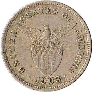 1903 Philippines (USA) 5 Centavos Coin KM#164  