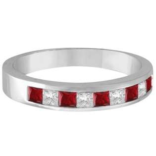   and Ruby Ring Band 14k White Gold  Allurez Jewelry Gemstones Rings