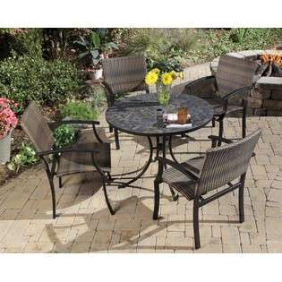 3pc Outdoor Bistro Table Set with Octagon Marble Tile Top in Black 