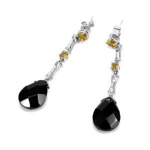     High Quality Earrings in Silver 925 with Citrine and Onyx (3046