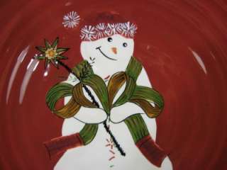 Tracy Jingle Bell Dinner Plate Snowman on Red NICE  