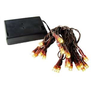 20 Battery Operated Warm Clear LED Wide Angle Christmas Lights   Brown 