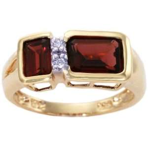  14K Yellow Gold Split Octagon Gemstone Ring Garnet, size6 
