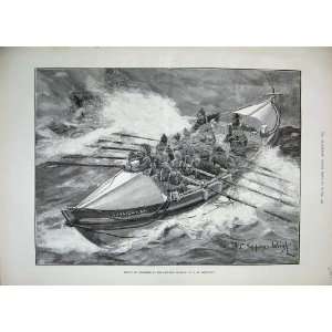  1889 Rescue Fishermen Life Boat Sunlight Llandudno Art 