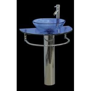  Blue Moon Glass & Stainless Pedestal Sink