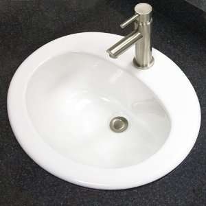  Large Oval Drop In Basin   With Overflow   White