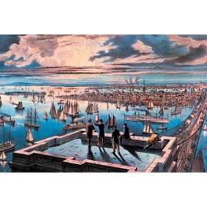  New York Harbor at Sunset   Poster by Nathaniel Currier 