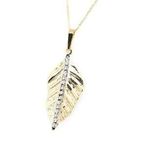   Jewelry For Trees 14KT Yellow Gold Leaf Pendant W/ 18 Chain Jewelry