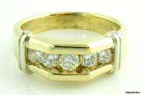 00ctw Genuine Five Diamond Mens Wedding Band Ring   14k White 