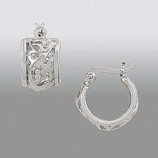  Filigree Huggie Hoop Earrings  Jewelry Sterling Silver Earrings
