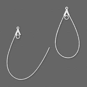 10 Silver Earring Teardrop Hoop Finding & Beading Loop  