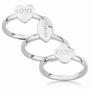   Love, Hope and Faith Ring Set  Joolwe Jewelry Sterling Silver Rings