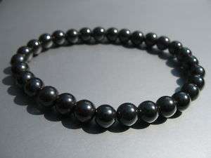 Mens Hematite Bracelet   Magnetic 6mm Round Beads  
