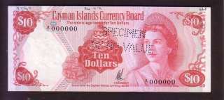 1971 Cayman Islands QE II $10 Specimen note .UNC  