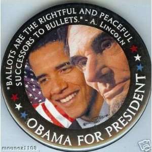 BARACK Obama & Abraham LINCOLN 3 PIN PINBACK BUTTON