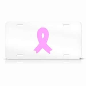  Soft Pink Breast Cancer Ribbon Metal Novelty License Plate 