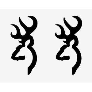  Set of 2   Browning deer logo sticker vinyl decal 6.5 x 3 