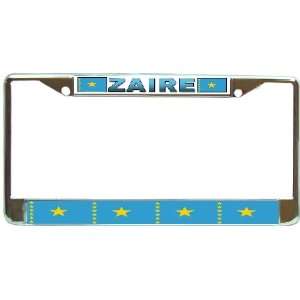    Zaire Flag Chrome Metal License Plate Frame Holder: Automotive