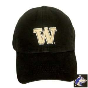 FITTED WASH CAP HAT WASHINGTON HUSKIES BLACK SMALL NEW 