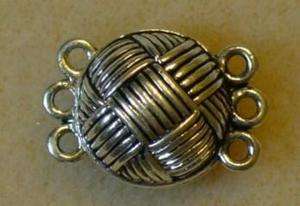 Silver Magnetic Round 3 Multi Strand Bead Clasp Finding  