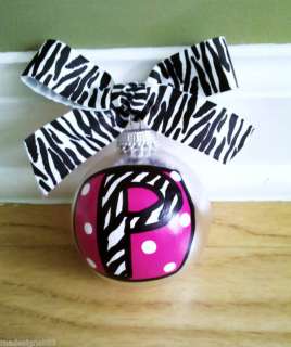 Zebra Print Monogrammed Ornament Any background color  