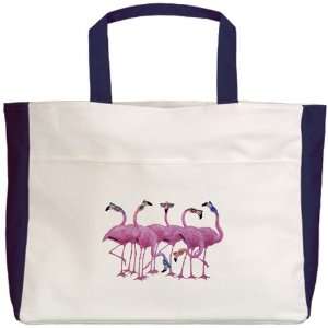  Beach Tote Navy Cool Flamingos with Sunglasses: Everything 