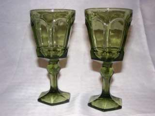 Fostoria crystal VIRGINIA WINE glasses GREEN Olive  