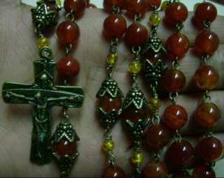 Natural Kaliningrad Amber beads Carnelian Rosary Cross  
