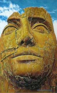 24 ORIGINAL SURREALISM OIL PAINTING: MEMORY STONE AGE ON THE EASTER 