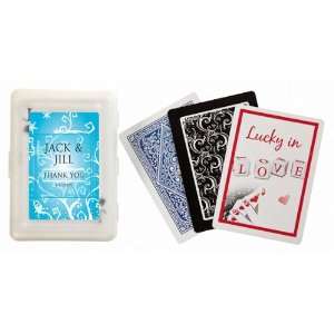Wedding Favors Blue Snowflake Swirls Design Personalized Playing Card 