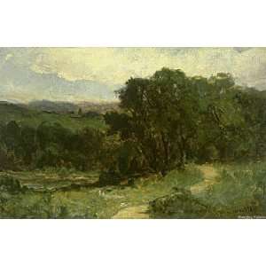   Untitled (landscape with road near stream and trees)