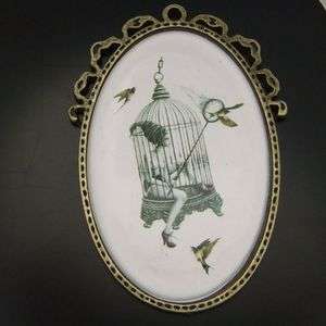 atq bronze Girl in bird cage charm pendants 5pcs 05305  