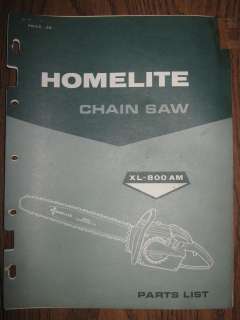 Homelite XL 800 AM XL800 AM Chainsaw Parts List Manual  