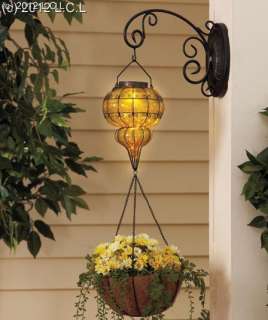   GLASS PLANTER W/HANGING COCO BASKET FOR PORCH, GARDEN OR PATIO  