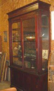 Late 1800s Original Finish Mahogany 2 Pc Store Cabinet  