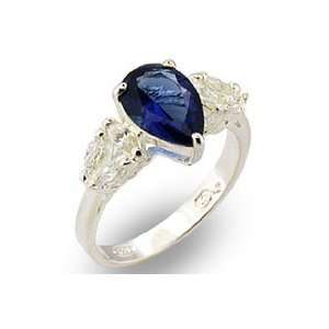  1.75ct Pear cut Blue cz Lovely Designer Ring size 10 