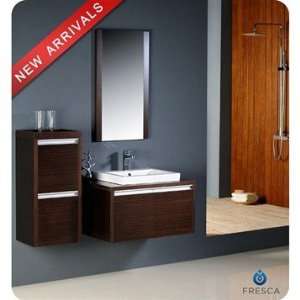   Mirano Wenge Brown Modern Bathroom Vanity with Side Cabinet & Mirror